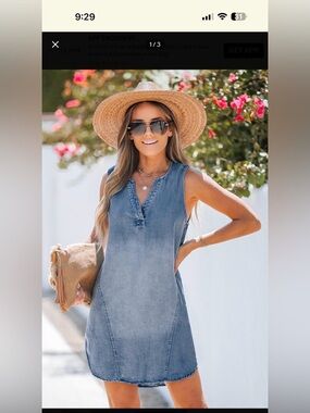 Cupshe Sleeveless Blue Denim Cover-Up Dress - Women Swim